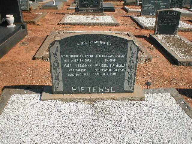 PIETERSE Paul Johannes 1903-1968 &amp; Magrietha Alida PRINSLOO 1905-1988