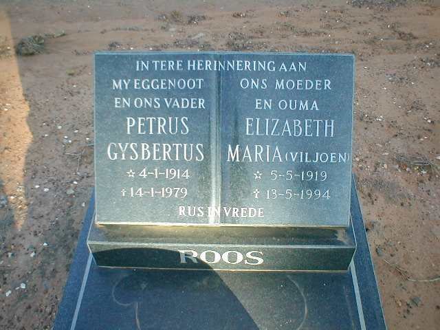 ROOS Petrus Gysbertus 1914-1979 &amp; Elizabeth Maria VILJOEN  1919-1994