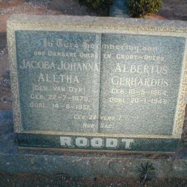 ROODT Albertus Gerhardus 1864-1946 &amp; Jacoba Johanna Aletha VAN DYK 1873-1951