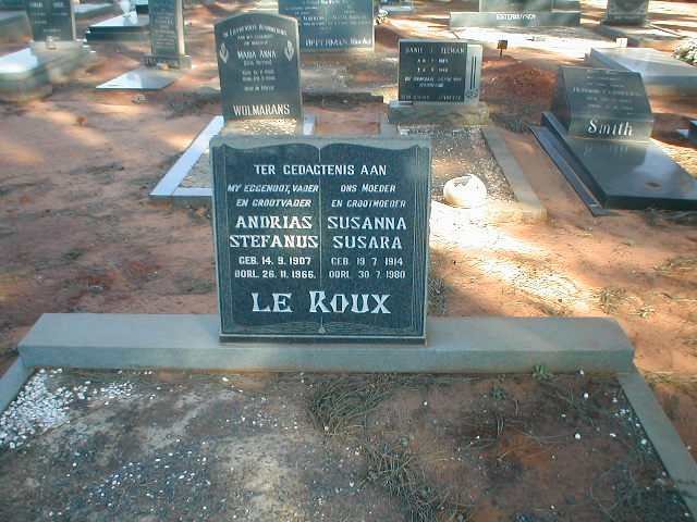 ROUX Andrias Stefanus, le 1907-1966 &amp; Susanna Susara 1914-1980