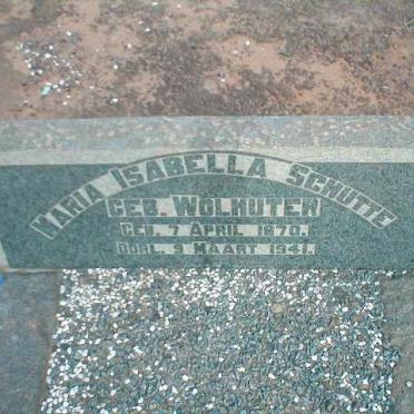SCHUTTE Maria Isabella nee WOLHUTER 1870-1941