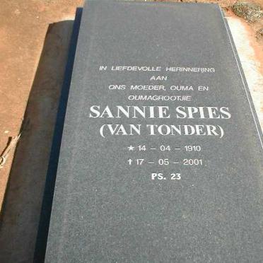 SPIES Sannie geb. VAN TONDER 1910-2001