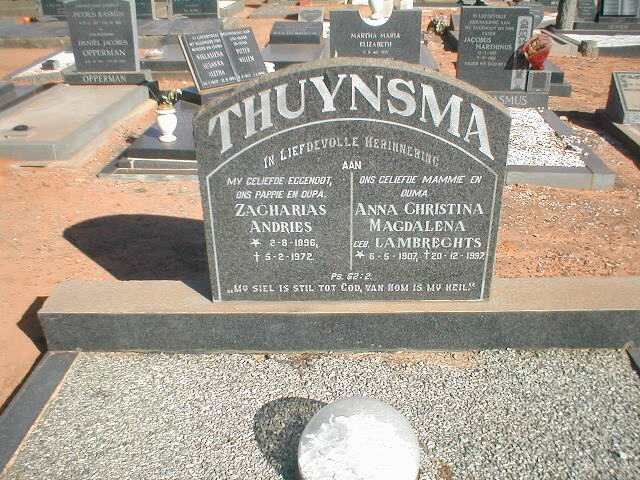 THUYNSMA Zacharias Andries 1896-1972 &amp; Anna Christina Magdalena LAMBRECHTS 1907-1997