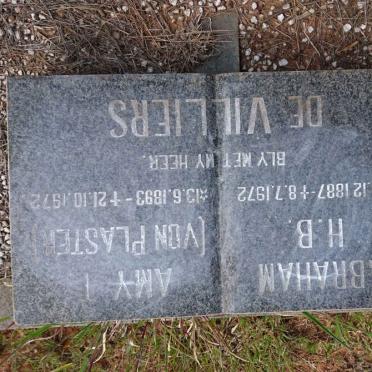 VILLIERS Abraham H.B., de 1887-1972 &amp; Amy T. VON PLASTER 1893-1972