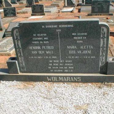 WOLMARANS Hendrik Petrus van der Walt 1913-1986 &amp; Maria Aletta VILJOEN 1917-1989