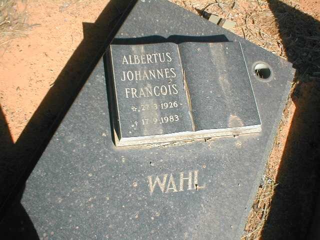 WAHL Albertus Johannes Francois 1926-1983