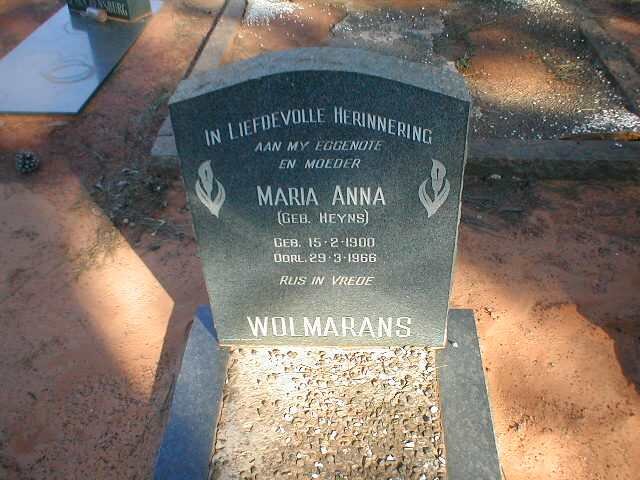 WOLMARANS Maria Anna geb. HEYNS 1900-1966