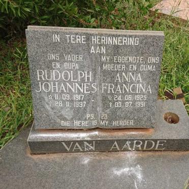 AARDE Rudolph Johannes, van 1917-1997 &amp; Anna Francina 1925-1991