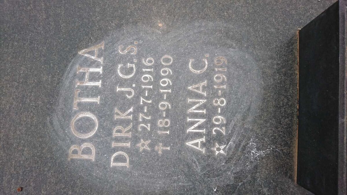 BOTHA Dirk J.G.S 1916-1990 &amp; Anna C. 1919-