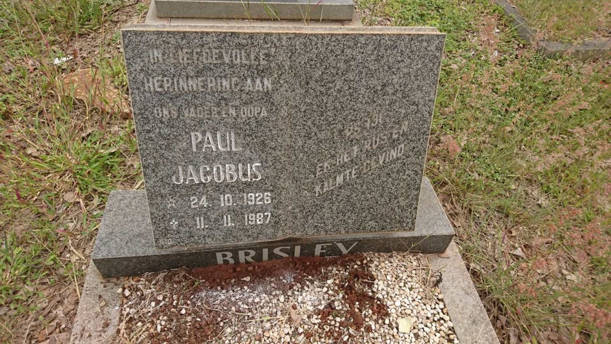 BRISLEY Paul Jacobus 1926-1987