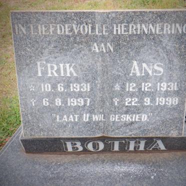 BOTHA Frik 1931-1997 &amp; Ans 1931-1998