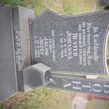 BOTHA Jacob Jozef 1924-2005 &amp; Hester Johanna 1924-1998