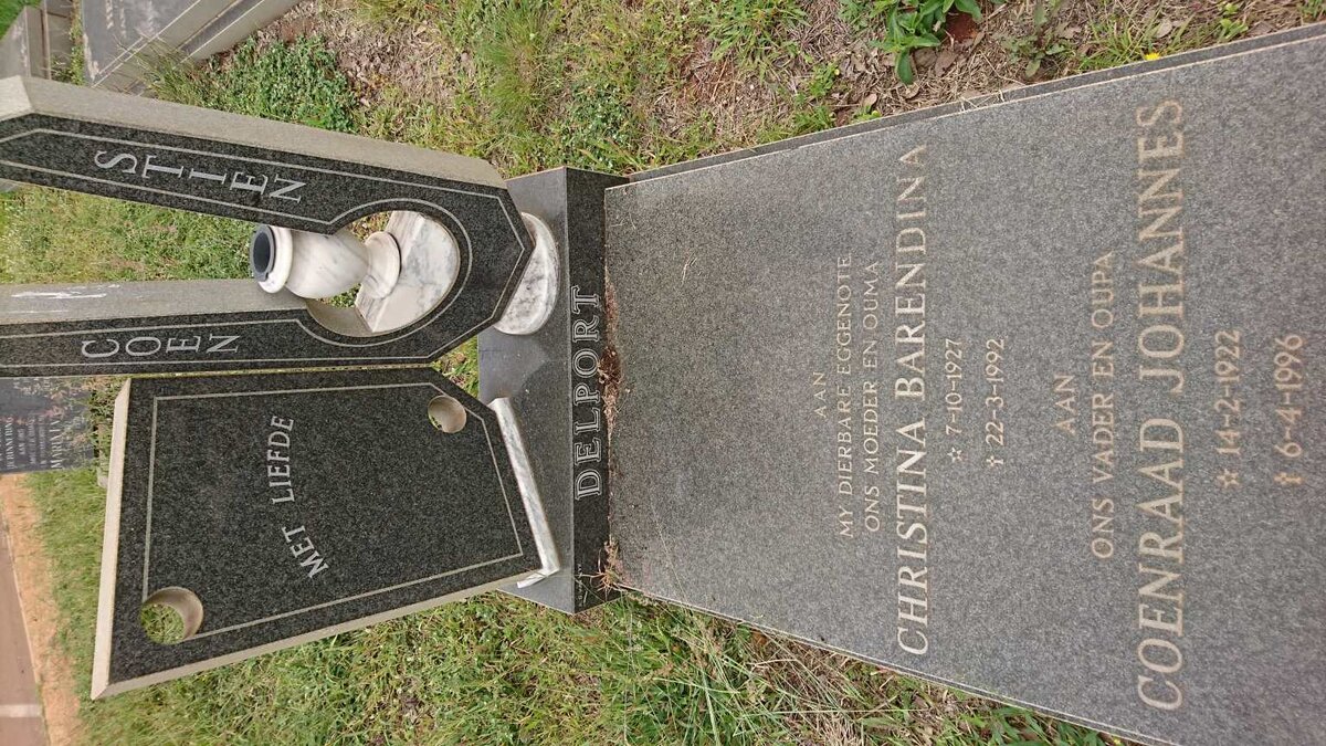 DELPORT Coenraad Johannes 1922-1996 &amp; Christina Barendina 1927-1992