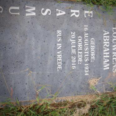 ERASMUS Louwrens Abraham 1934-2016