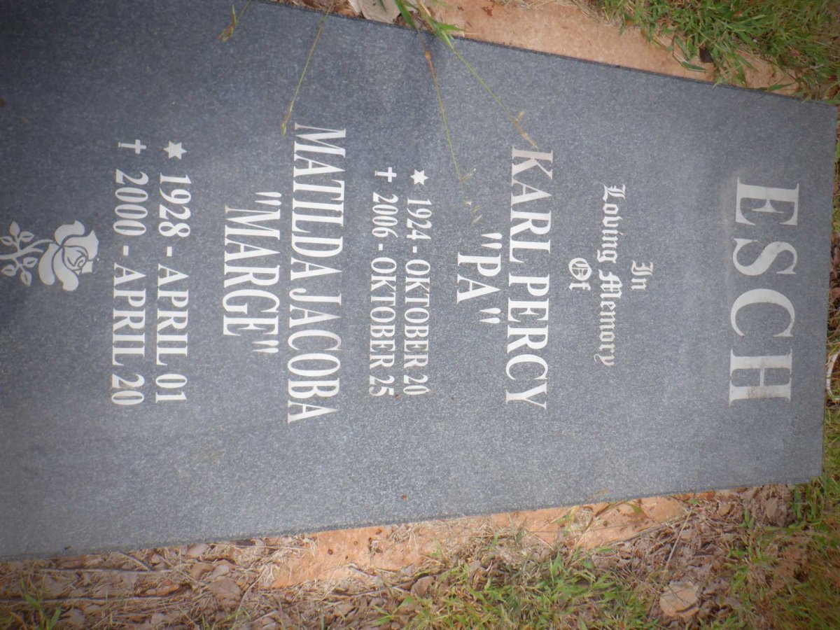 ESCH Karl Percy 1924-2006 &amp; Matilda Jacoba 1928-2000