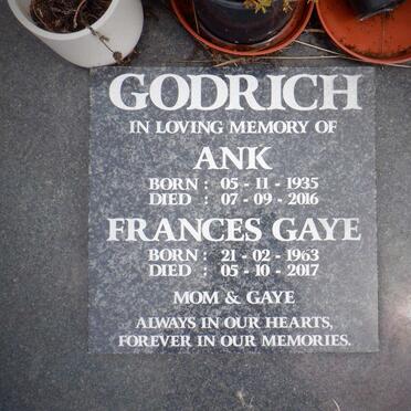 GODRICH Francis Carver 1915-2000 :: GODRICH Ank 1935-2016 :: GODRICH Frances Gaye 1963-2017