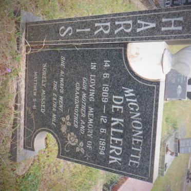 HARRIS Mignonette nee DE KLERK 1909-1994