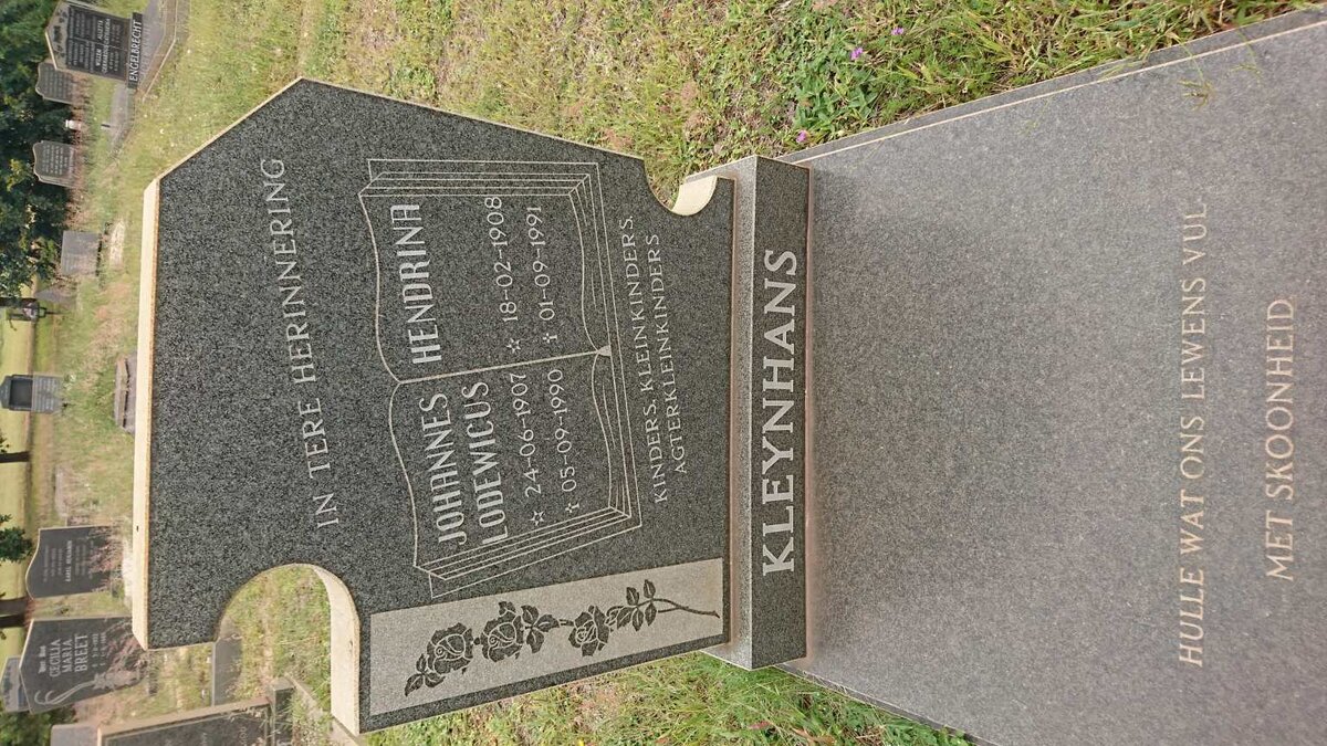 KLEYNHANS Johannes Lodewicus 1907-1990 &amp; Hendrina 1908-1991