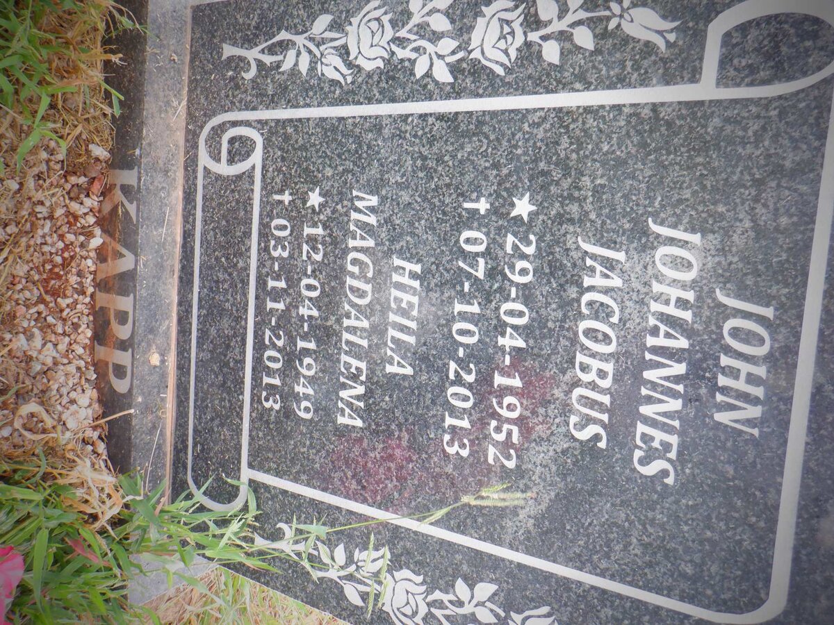 KAPP John Johannes Jacobus 1952-2013 &amp; Heila Magdalena 1949-2013