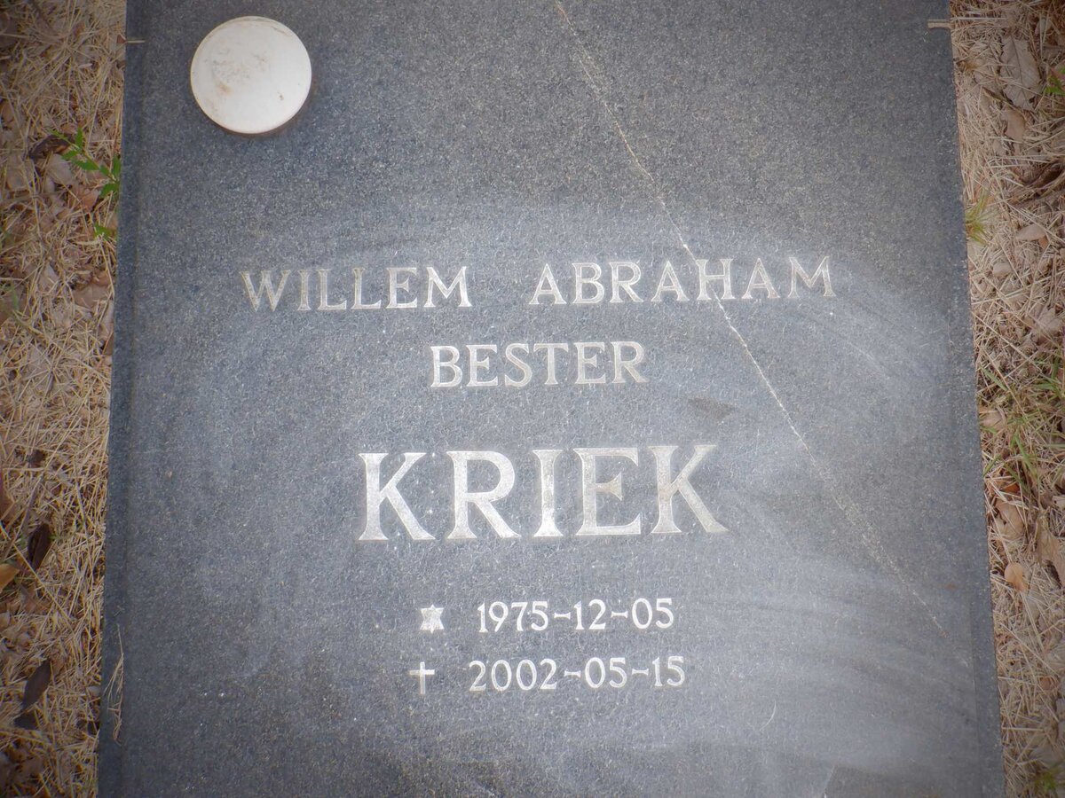KRIEK Willem Abraham Bester 1975-2002