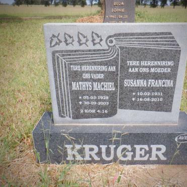 KRUGER Mathys Machiel 1928-2003 &amp; Susanna Francina 1931-2010