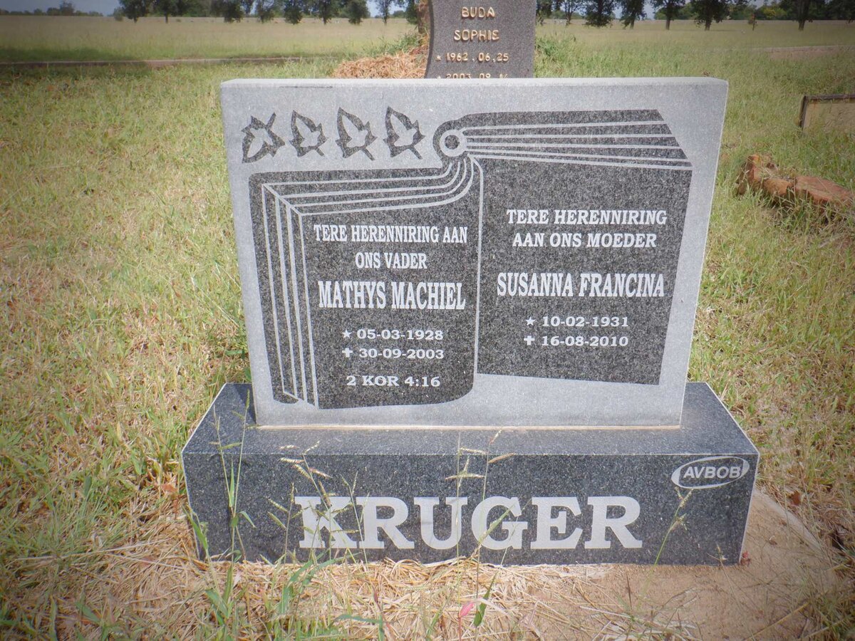 KRUGER Mathys Machiel 1928-2003 &amp; Susanna Francina 1931-2010