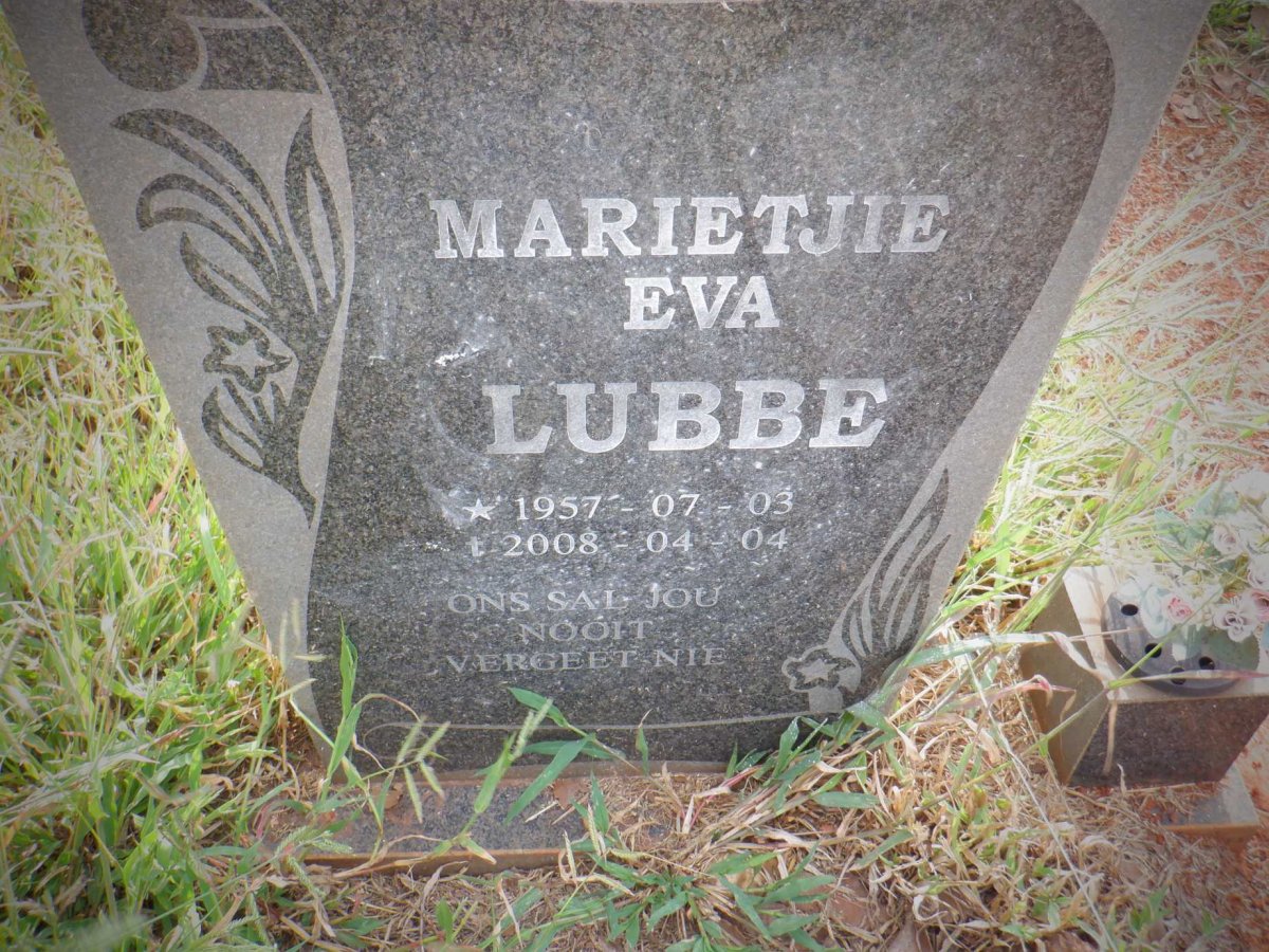 LUBBE Marietjie Eva 1957-2008