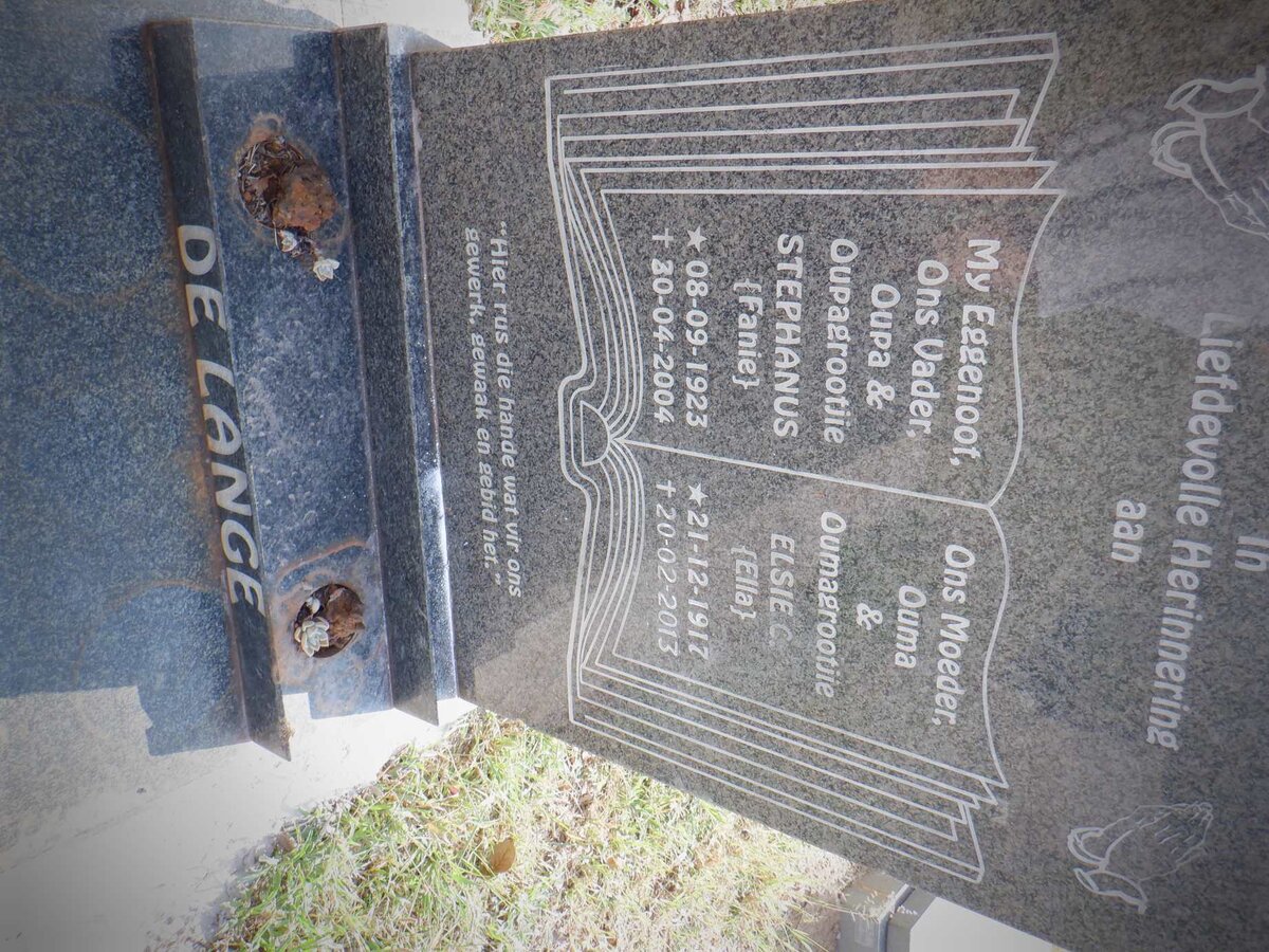 LANGE Stephanus, de 1923-2004 &amp; Elsie C. 1917-2013