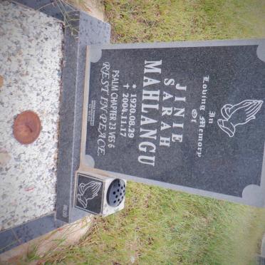 MAHLANGU Jinie Sarah 1920-2004