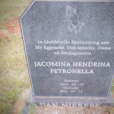 NIEKERK Jacomina Hendrina Petronella, van 1923-2011
