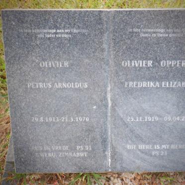 OLIVIER Petrus Arnoldus 1913-1970 &amp; Fredrika Elizabeth OPPERMAN 1919-2006