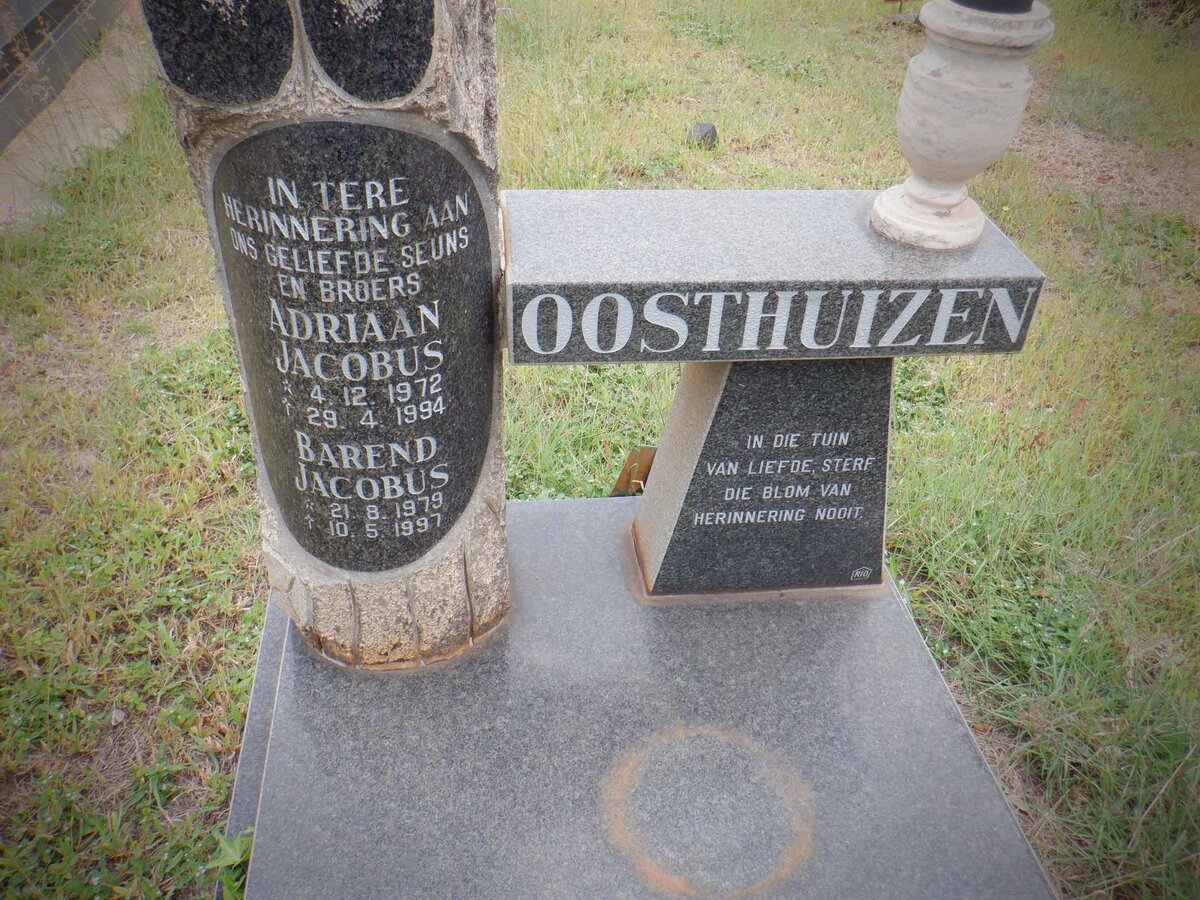 OOSTHUIZEN Adriaan Jacobus 1972-1994 :: OOSTHUIZEN Barend Jacobus 1979-1997