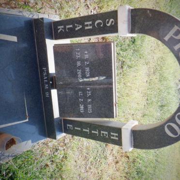 PRINSLOO Schalk 1928-2005 &amp; Hettie 1925-2015
