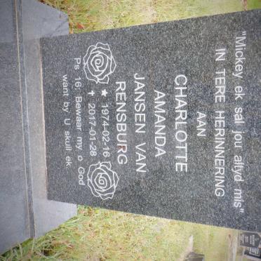 RENSBURG Charlotte Amanda, Jansen van 1974-2017