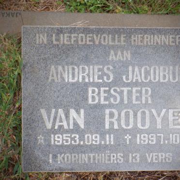 ROOYEN Andries Jacobus Bester, van 1953-1997