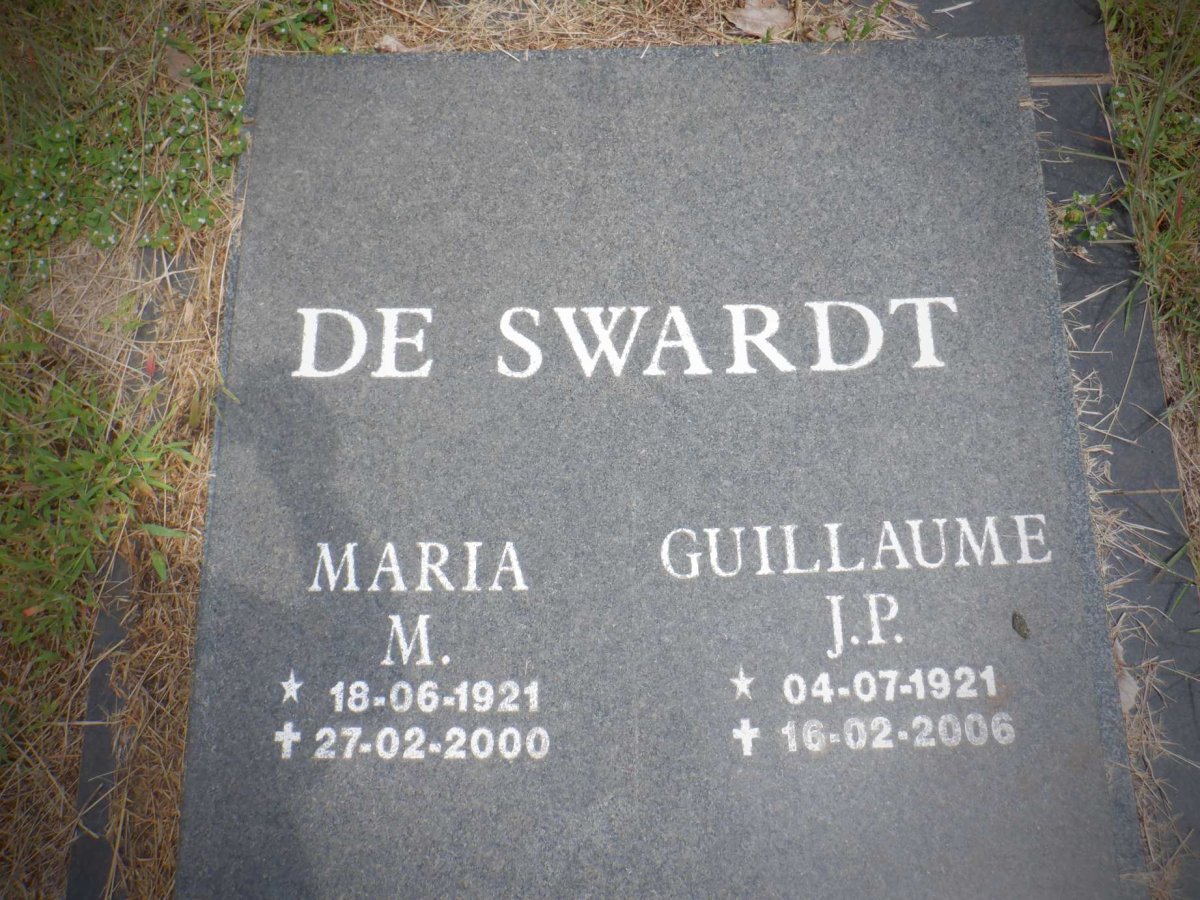 SWARDT Guillaume J.P., de 1921-2006 &amp; Maria M. 1921-2000