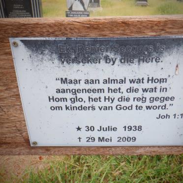 SEEGERS Renier 1938-2009 &amp; Maria Magdalena 1940-2011