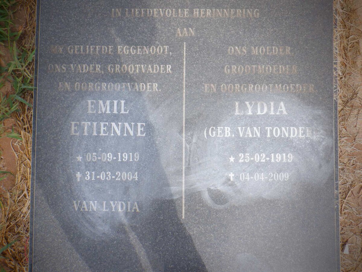 VILLIERS Emil Etienne, de 1919-2004 &amp; Lydia VAN TONDER 1919-2009