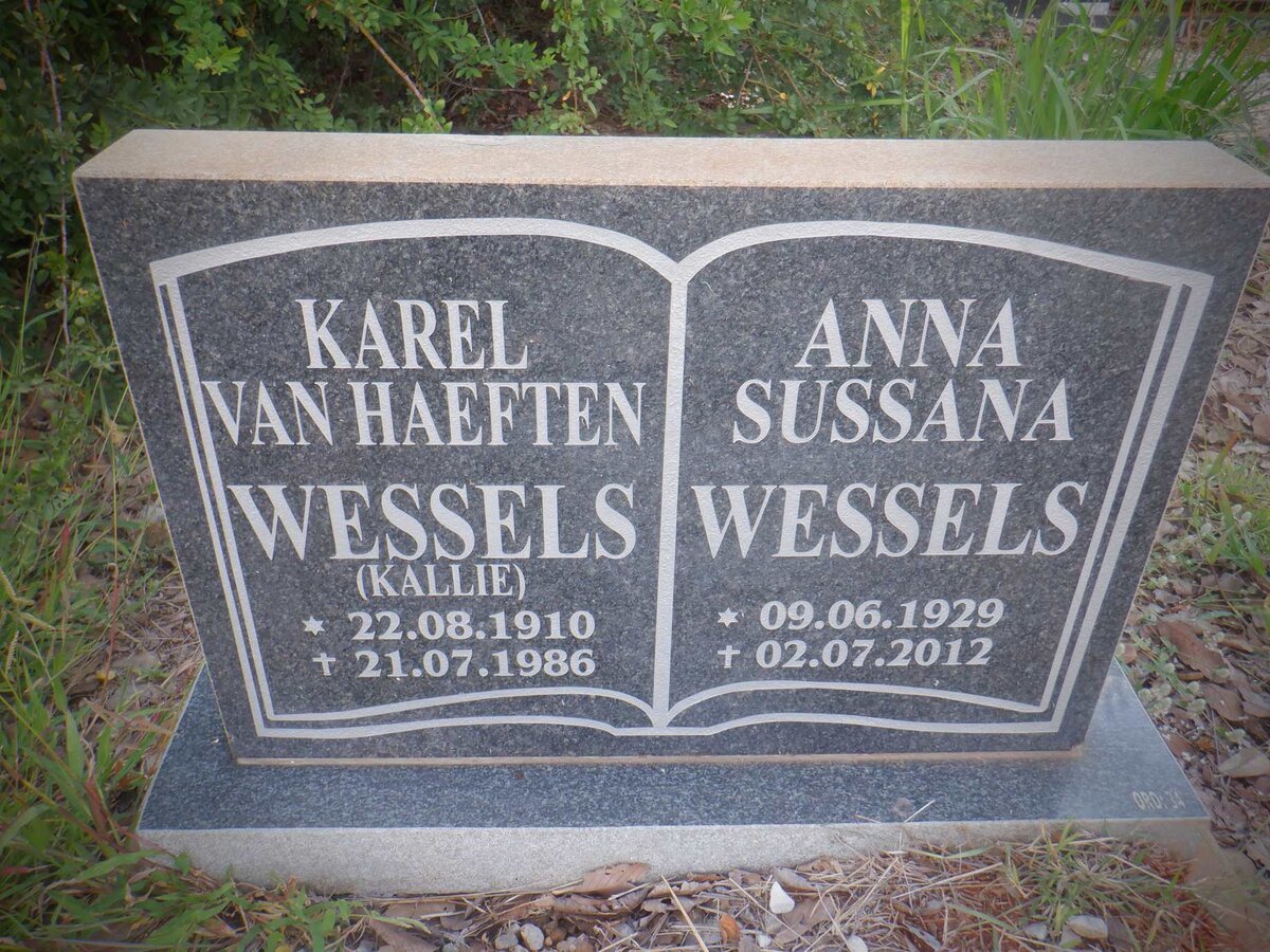 WESSELS Karel Van Haeften 1910-1986 &amp; Anna Sussana 1929-2012