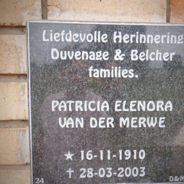 MERWE Patricia Elenora, van der 1910-2003