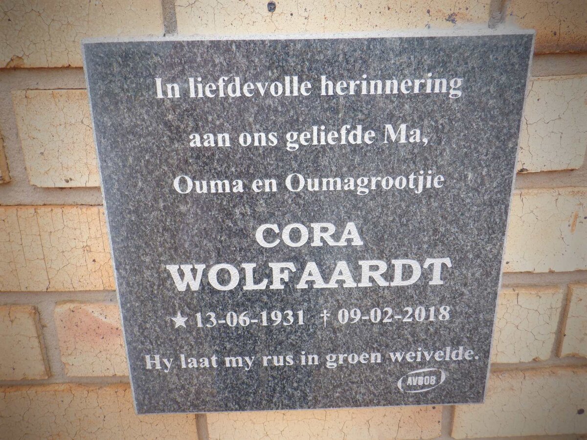 WOLFAARDT Cora 1931-2018