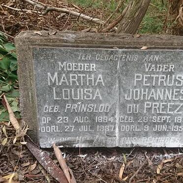 PREEZ Petrus Johannes, du 1889-1950 & Martha Louisa PRINSLOO 1894-1937