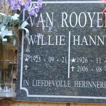 ROOYEN Wilie, van 1923- &amp; Hannie 1926-2006