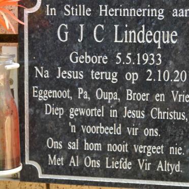 LINDEQUE G.J.C. 1933-2017