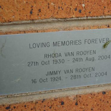 ROOYEN Jimmy, van 1924-2004 &amp; Rhoda 1930-2004