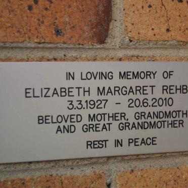 REHBOCK Elizabeth Margaret 1927-2010