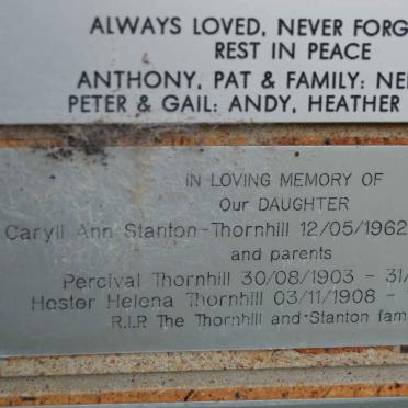 THORNHILL Percival 1903-1994 &amp; Hester Helena 1908-1999 :: THORNHILL Caryll Ann, STANTON 1962-1994