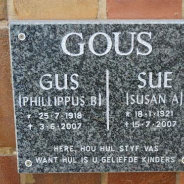 GOUS Phillippus B. 1918-2007 &amp; Susan A. 1921-2007