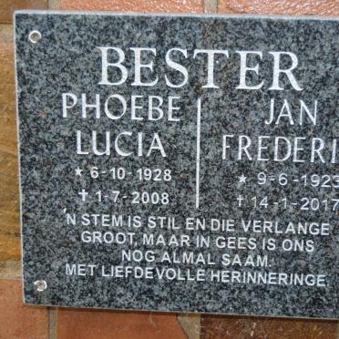 BESTER Jan Frederik 1923-2017 &amp; Phoebe Lucia 1928-2008