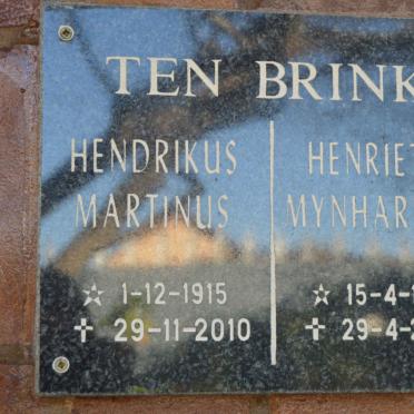 BRINK Hendrikus Martinus, Ten 1915-2010 &amp; Henriette Mynhardina 1924-2003
